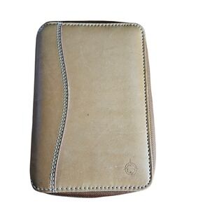 Franklin Covey Genuine Leather SpaceMaker Planner Organizer Binder Tan 1996